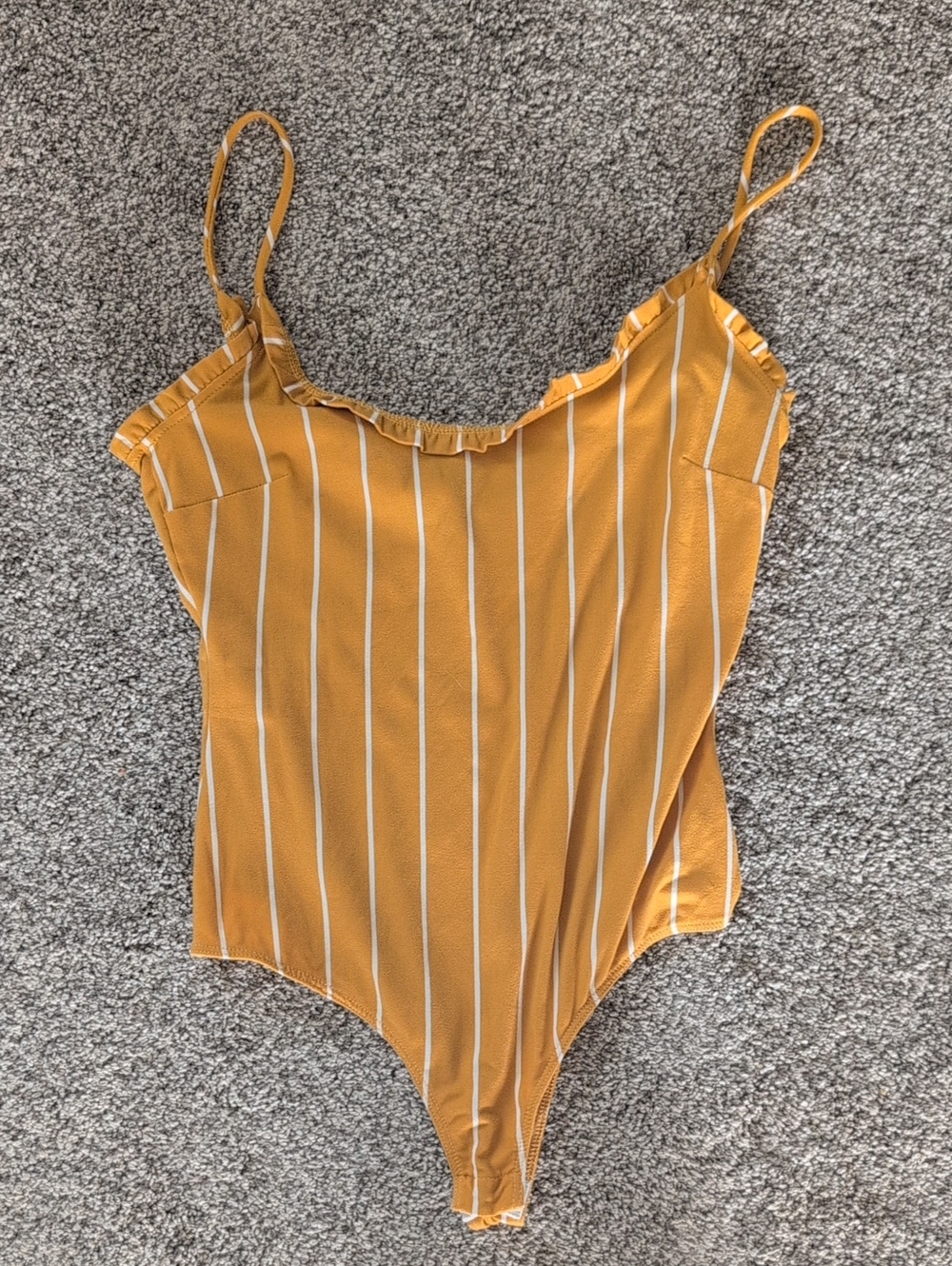 Nanamacs Mustard Yellow and White Striped Bodysuit